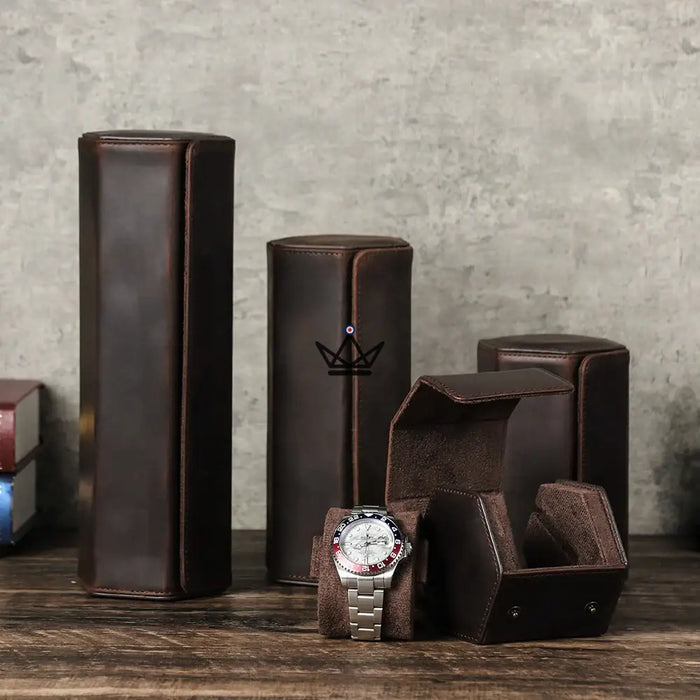Customizable Leather Travel Case for Automatic Watch - Voyageur Hexagone