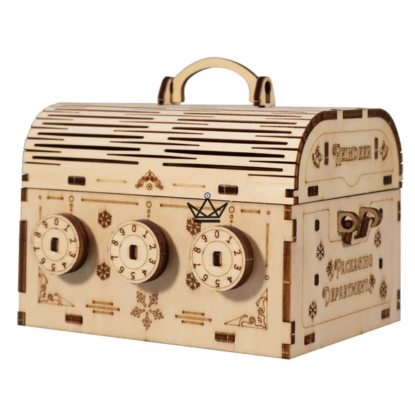 Puzzle 3D bois malle à code de voyage, 3 molettes - ESCALE
