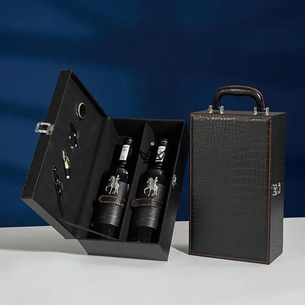 Coffret 2 bouteilles de vin avec accessoires de sommelier - SOMMELIER - ["maj-desc","maj-filtre"] - coffret vin - Cadeau, Noël, Anniversaire, Original, Fête des pères, fête des mères - Atelier Atypique
