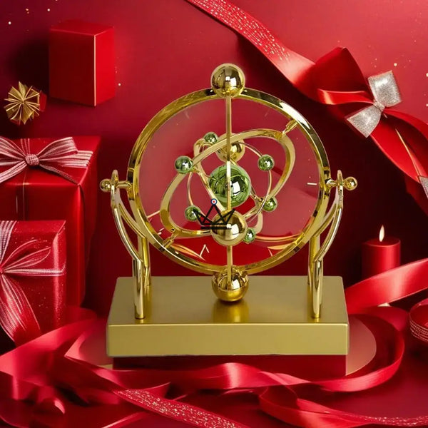 Golden celestial orbit kinetic desk sculpture - ASTRALIS