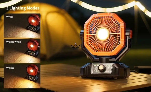 NOELY Portable Battery Fan — 20,000 mAh, LED & Power Bank