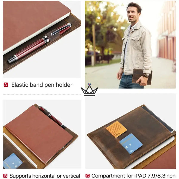 Customizable Leather Document Holder - A5 / B5 Tablet & Notebook - VOYAGEUR Folio