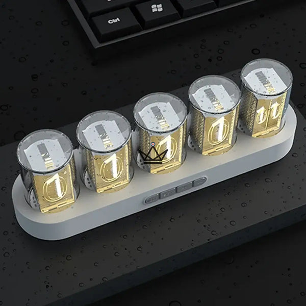 RGB Nixie-style clear tube clock, oval base - CHROMA