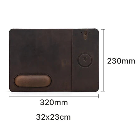 Customizable Leather Mousepad with Wireless Charger - Magellan Traveler