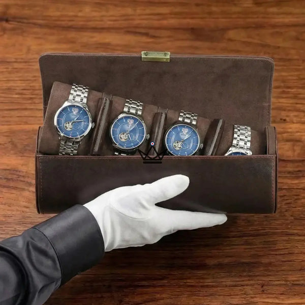 Customizable Leather Travel Watch Case for 1 to 4 Watches - CAPSULE Traveler