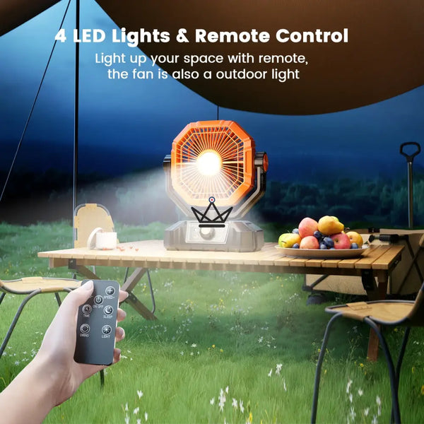 NOELY Portable Battery Fan — 20,000 mAh, LED & Power Bank