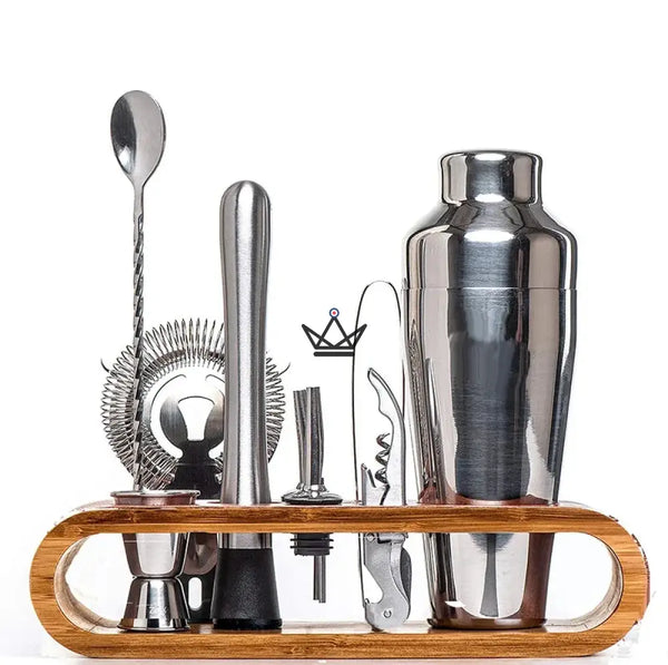 Kit de bar 10 pièces sur présentoir en bambou - MIXOLOGUE - ["maj-desc","maj-filtre"] - kit mixologie - Cadeau, Noël, Anniversaire, Original, Fête des pères, fête des mères - Atelier Atypique