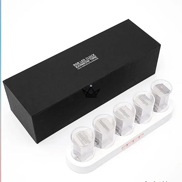 RGB Nixie-style clear tube clock, oval base - CHROMA