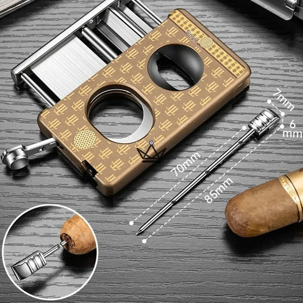 Elite Slice Cigar Cutter — 3 Cuts in 1 (Straight, V, Punch), Stainless Steel & Premium Resin, 6 Finishes, Gift Box Included