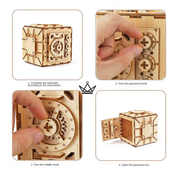 Puzzle 3D bois coffre-fort à combinaison, maquette mécanique - BASTION