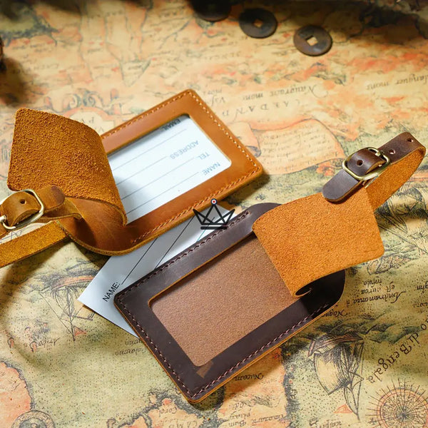 Customizable Leather Luggage Tag – Traveler Tag