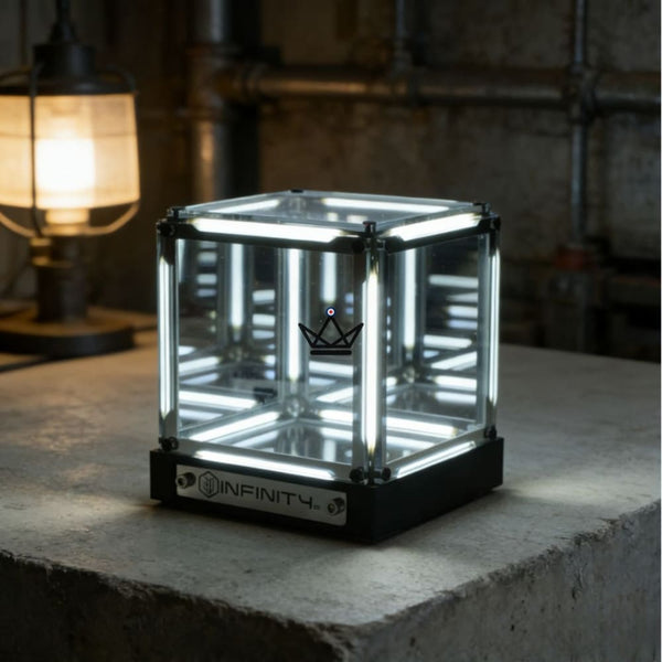 Rechargeable LED hypercube lamp with infinity mirror effect - QUANTA