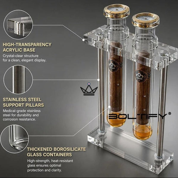 Infuseur à Cigare Double Tube Verre Hygromètre - INFUSIO TWIN