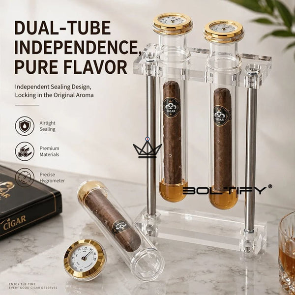 Infuseur à Cigare Double Tube Verre Hygromètre - INFUSIO TWIN
