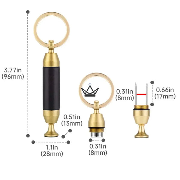2-in-1 Gold-Tone Cigar Punch Keychain with Needle — SCEPTRE – 7/9