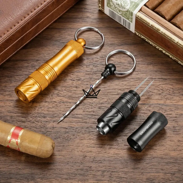 3-in-1 cigar punch keychain with hidden needle — VIGIE – 9/20