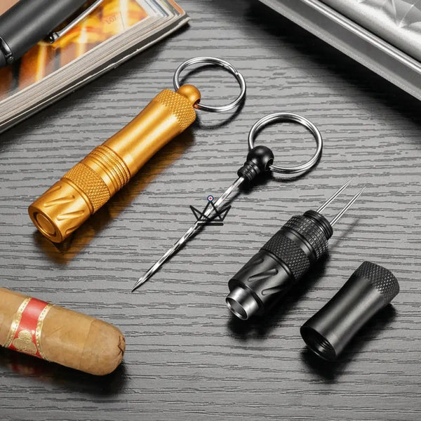3-in-1 cigar punch keychain with hidden needle — VIGIE – 6/20