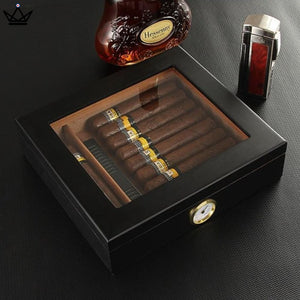  Cave à cigares vitrée - JANGO luxe noir débutant cadeau homme anniversaire fates des peres