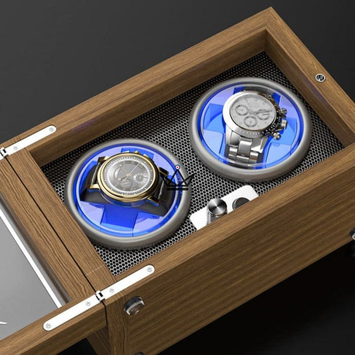 WoodWind Automatic Watch Winder — Walnut & LED, 1 to 4 watches