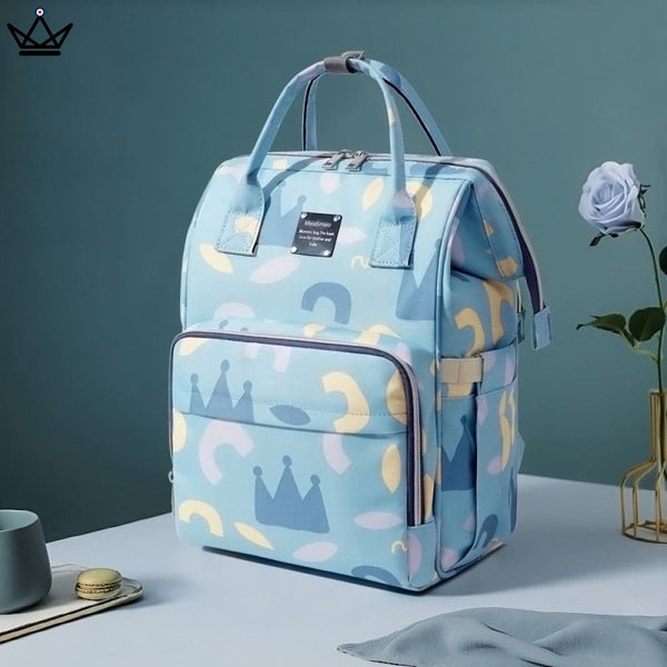 sac a dos de maternité a langer motif minimaliste design mode bleu garcon fille roi
