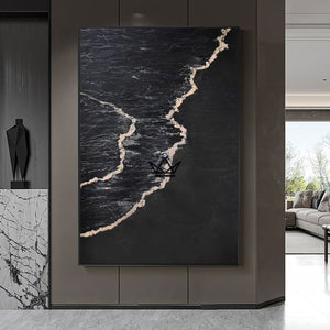 Peinture à l'huile sur toile XXL - Sable Noir -  - toile - Cadeau, Noël, Anniversaire, Original - Atelier Atypique
