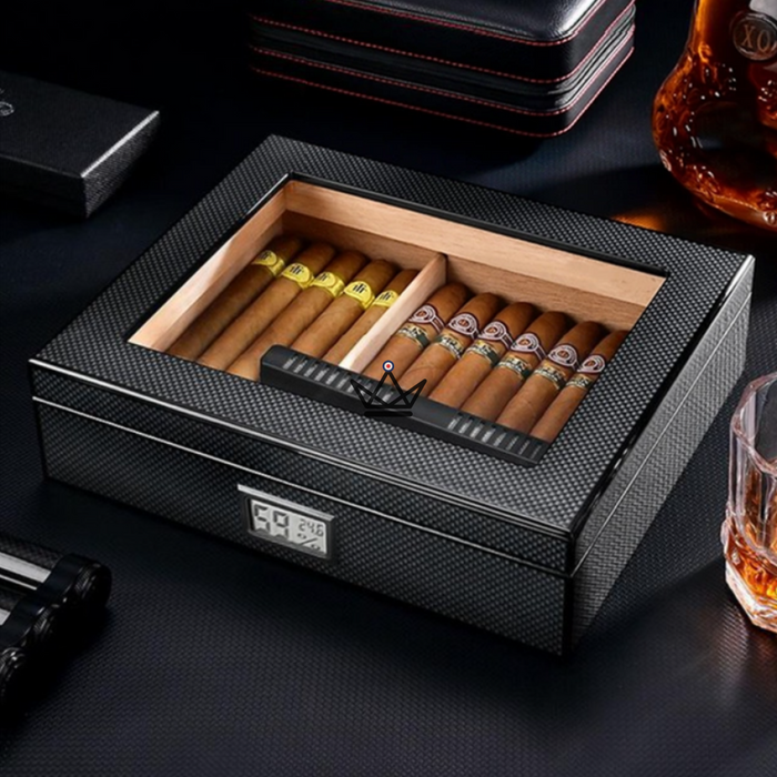 CARBON Cigar Humidor — carbon fibre, Spanish cedar & glass