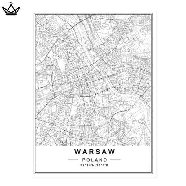 Affiches cartes de villes varsovie