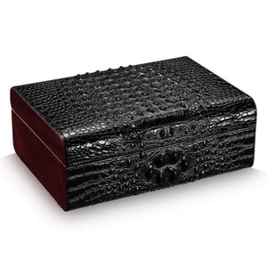Cave à Cigares APEX — Cuir Croco, Cèdre Espagnol, 50 Cigares, Hygromètre Inclus - [] - Cave à cigare - Cadeau, Noël, Anniversaire, Original, Fête des pères, fête des mères - Atelier Atypique