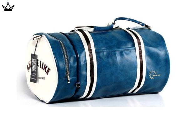 sac de sport vintage cuir fred perry style bleu